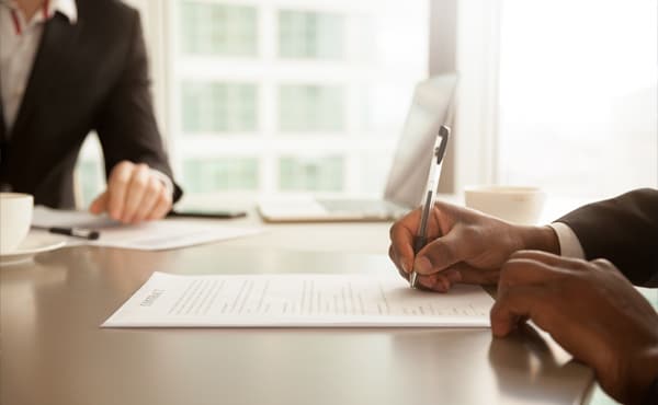 Person signing a document