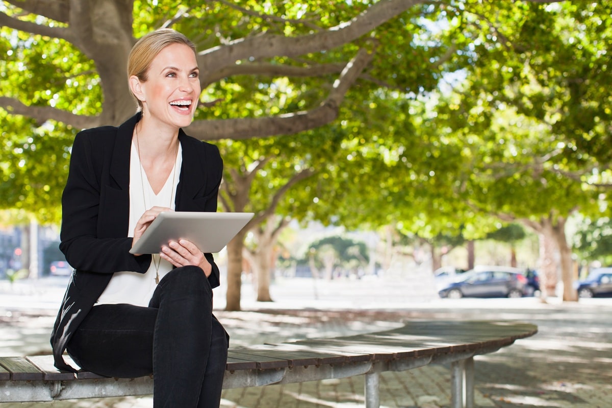 Lady sitting in park