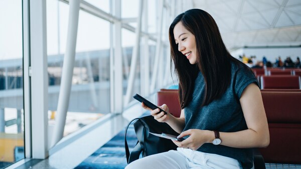 business traveler at the airport