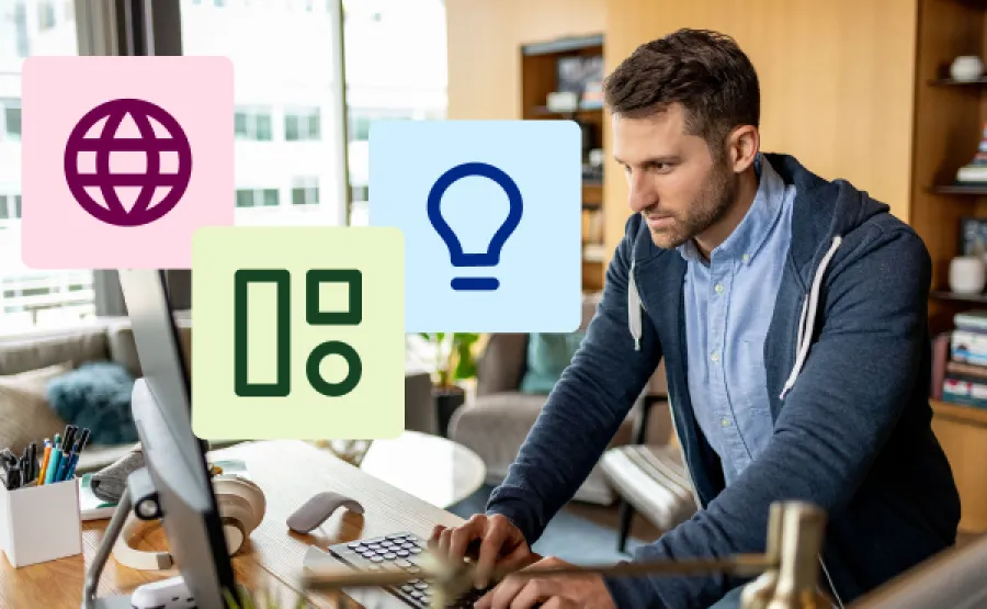 Man working on vacation and doing business work