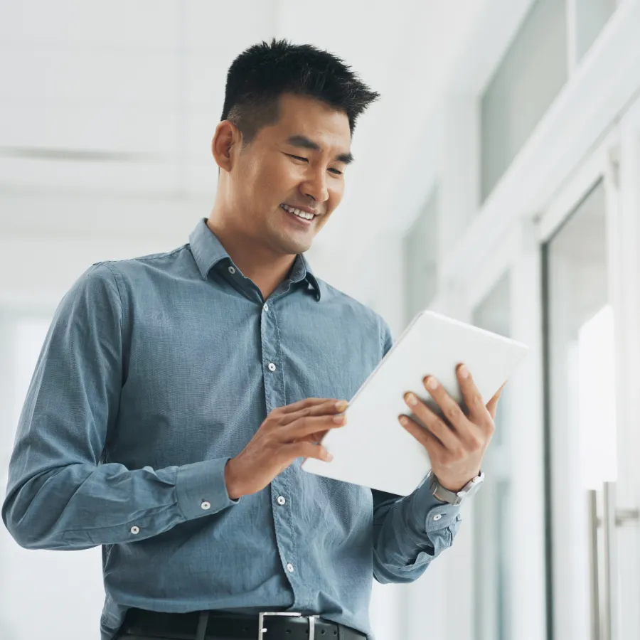 man using a tablet